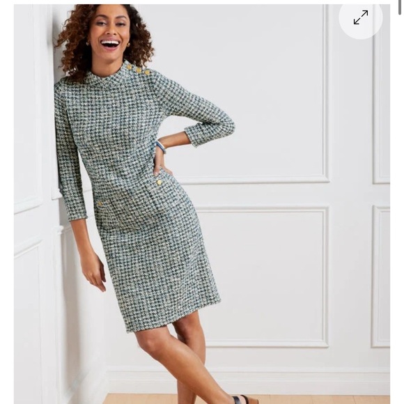 Elegant Blue  and White Tweed Dress - Picture 1 of 11